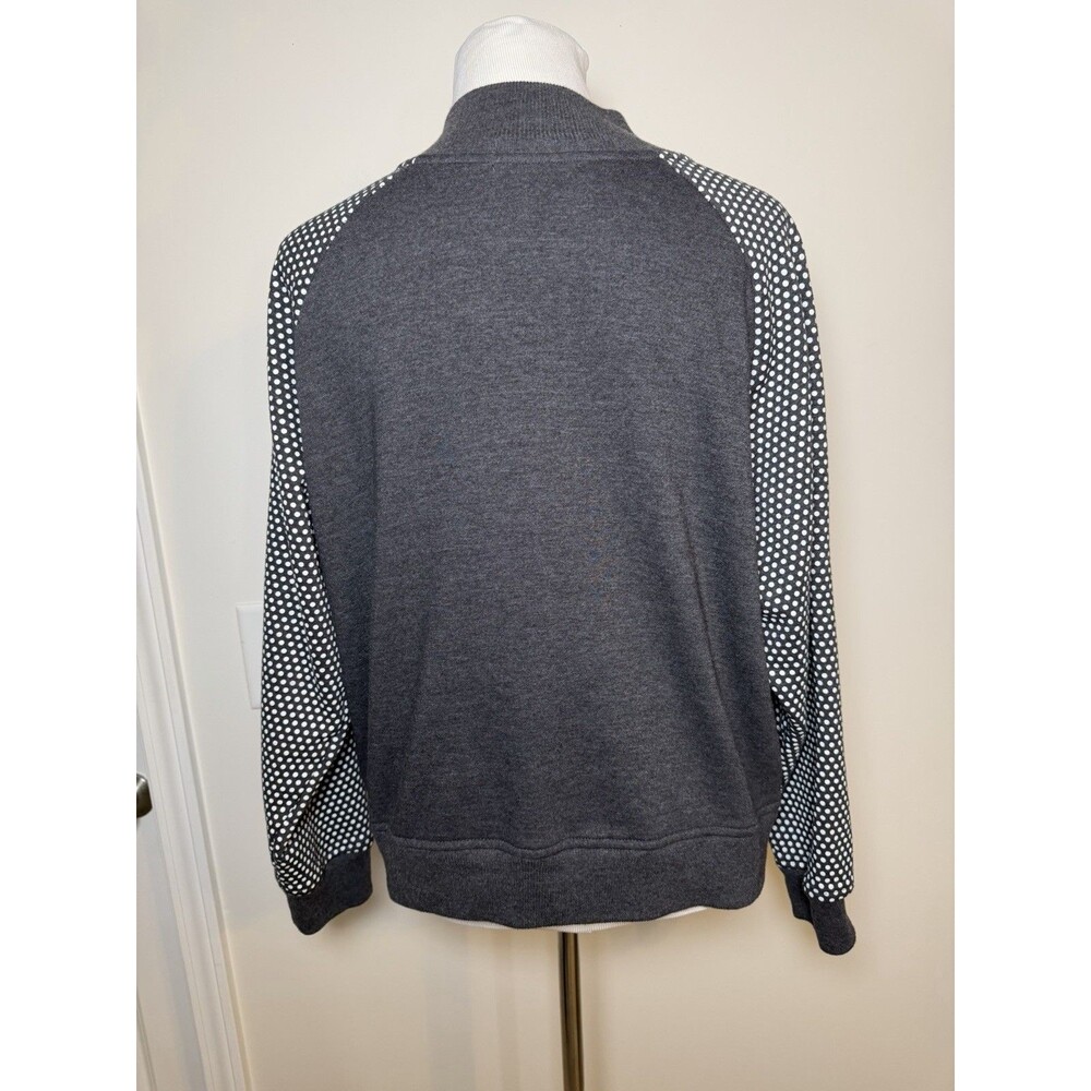 Disney Parks Minnie Mouse Polka Dot Zip Up Raglan Fleece Gray Bomber Jacket XXL - Picture 3 of 9